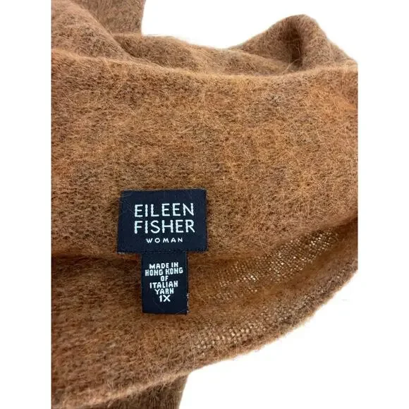 Eileen Fisher Mohair Wool Tunic Sweater 1X Funnel Neck Oversized Long Pullover - Picture 3 of 5